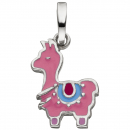 Kinder Anhänger Lama 925 Sterling Silber rosa lackiert