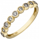 Damen Ring 333 Gold Gelbgold bicolor 9 Zirkonia Goldring - 50mm