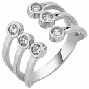 Damen Ring offen 925 Sterling Silber 6 Zirkonia Silberring - 64mm