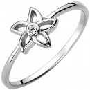 Damen Ring Blume 925 Sterling Silber 1 Zirkonia Silberring - 50mm