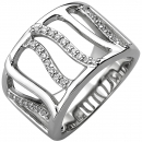 Damen Ring breit 925 Sterling Silber 32 Zirkonia Silberring - 48mm