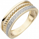 Damen Ring 333 Gold Gelbgold bicolor 17 Zirkonia Goldring - 54mm