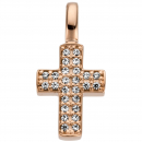 Anhänger Kreuz 585 Gold Rotgold 26 Diamanten Brillanten 0,08ct.