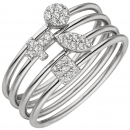 Damen Ring 4-teilig 925 Sterling Silber 30 Zirkonia Silberring - 50mm