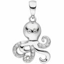 Kinder Anhänger Oktopus 925 Sterling Silber 14 Zirkonia