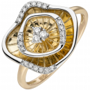 Damen Ring 585 Gold Gelbgold bicolor 23 Diamanten Brillanten - 58mm