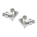 Stecker 8x8mm 2 Herzen mattiert Zirkonia Silber 925