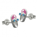 Stecker 8x4mm Kinderohrring Schuh rosa-hellblau lackiert Silber 925