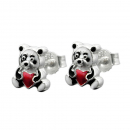 Stecker 7x6mm Kinderohrring Panda Bär farbig lackiert Silber 925